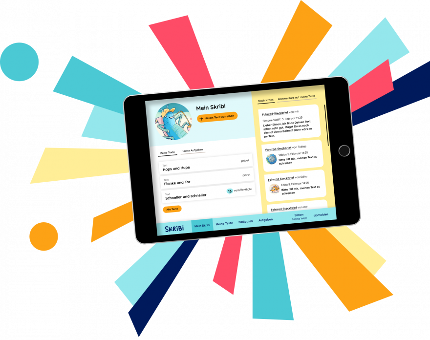 Skribi screen, farblich verziert